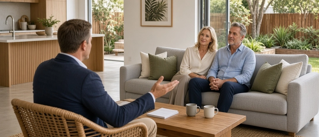 A couple considering their investment options